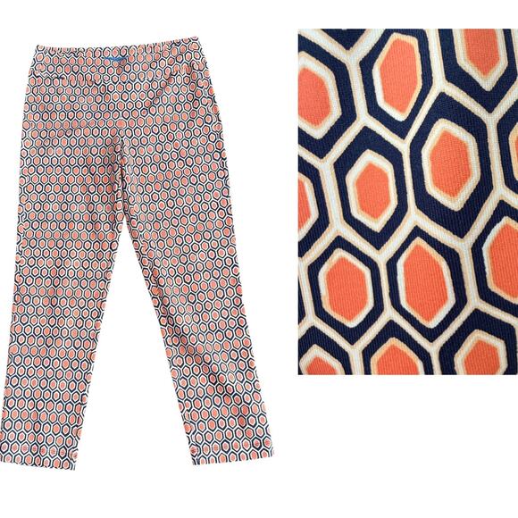 J  MCLAUGHLIN Newport Capri Pants Performance Catalina Golf Coral Blue Small NEW - Picture 1 of 16